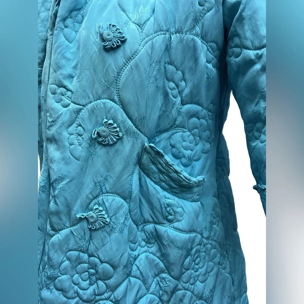 Vintage Peony Brand Blue Quilted Jacket Size 10 (Small)